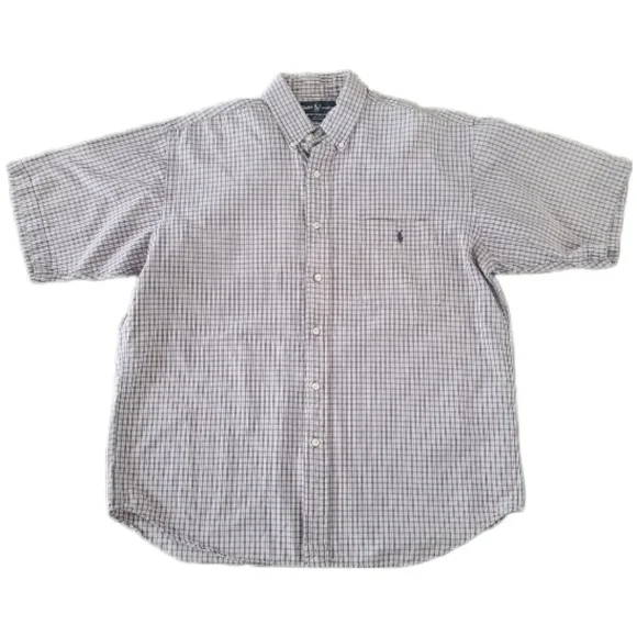 Ralph Lauren Blaire 100% Cotton Short Sleeve Button Down Shirt Red Blue Checked - Picture 2 of 7